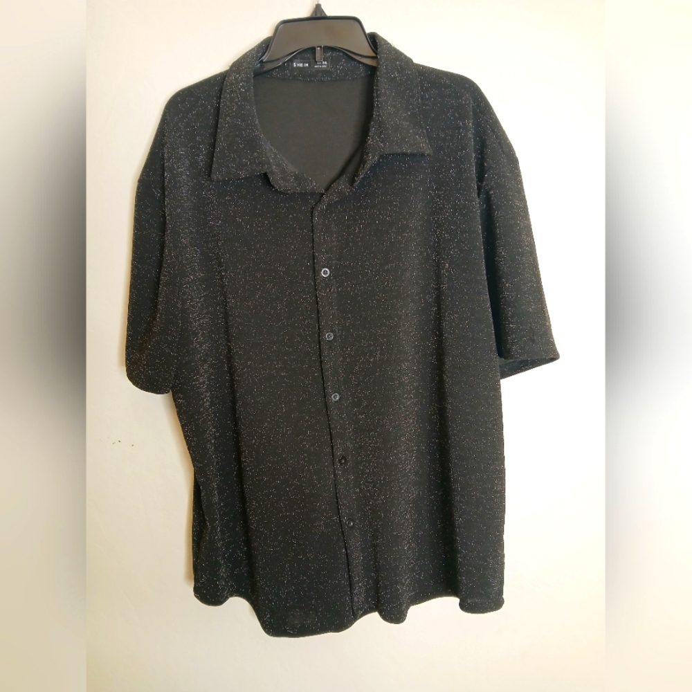 Shein Men's Black Glitter Shirt. Size 2XL